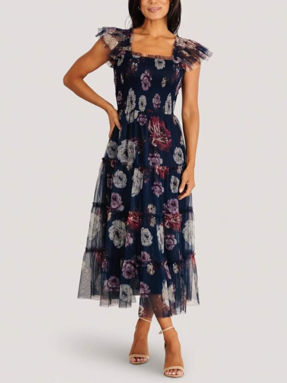 Baltic Born Clementine Tulle Midi Dress | Navy Floral Size XLXL